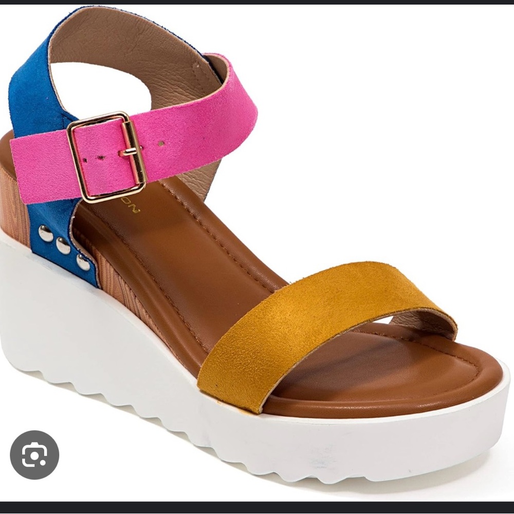 Ninety Union. New. Size 10 Vibrant Pink, Blue, and Gold Women's Sandals